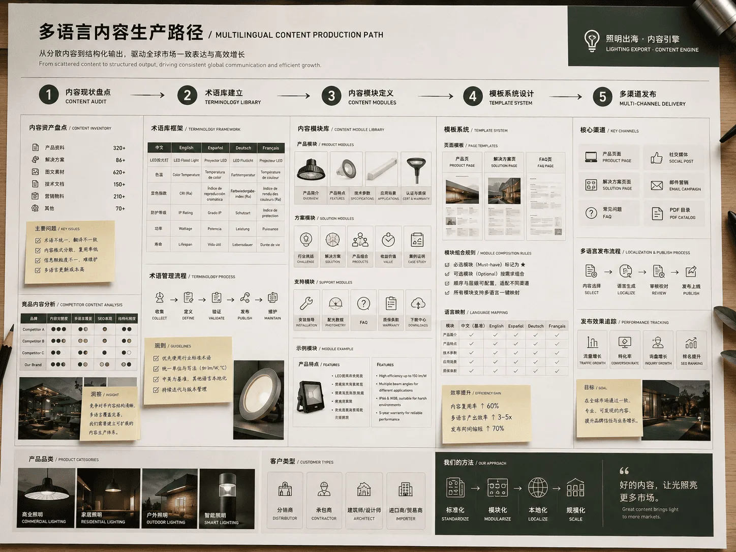 Lighting export company multi-language content production path