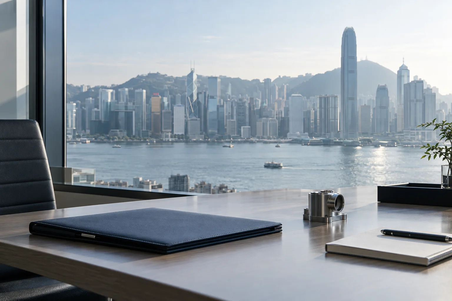 香港维港背景的商务协作概念场景